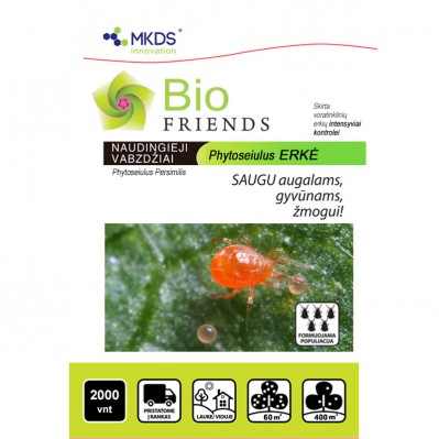  ERKĖ Phytoseiulus persimilis - voratinklinių erkių kontrolei, 2000 vnt